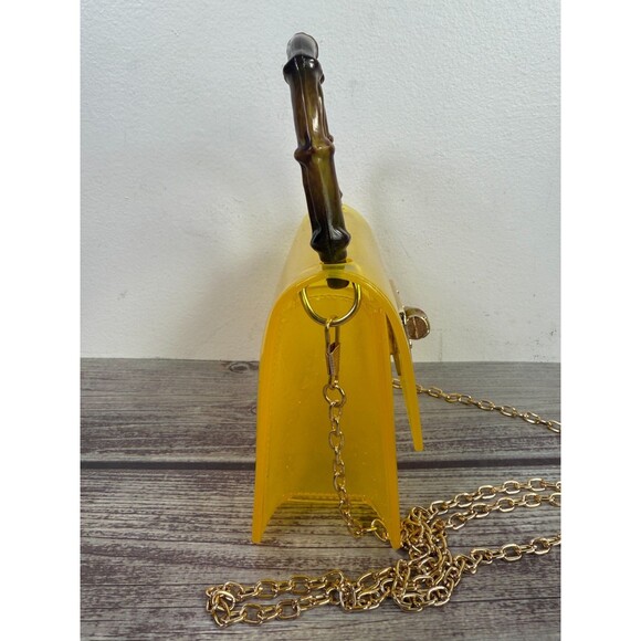 Mini Bamboo Handle Handbag In Clear High Quality PVC Crossbody Chain Strap - Picture 2 of 10